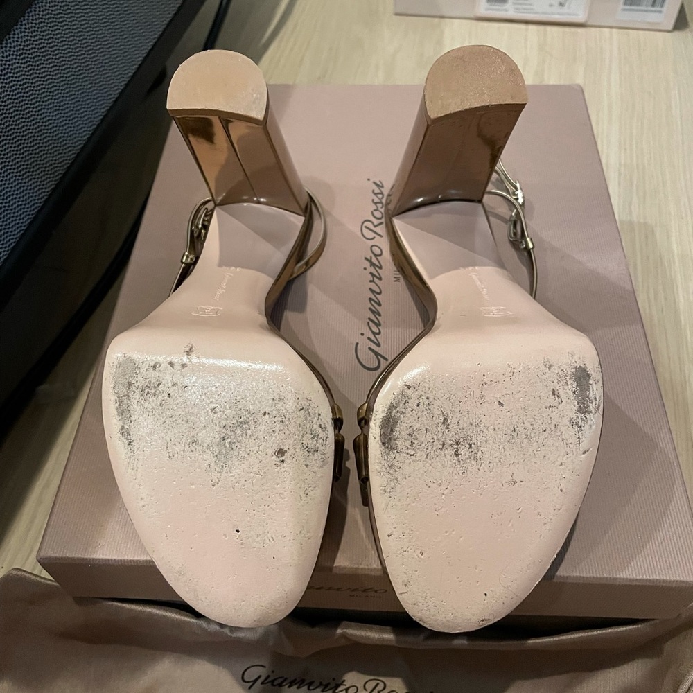 Gianvito Rosi- KIMBERLY STRAPPY SANDAL HEELS IN GOLD 39.5 / US 9.5 - Picture 8 of 8